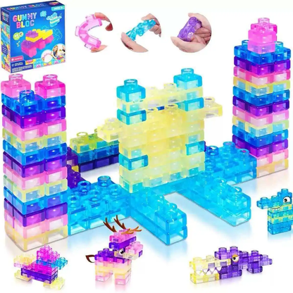 Magic Gummy Bloc Sensory Stack Bricks – Squishy Soft Transparent Educational STEM Toy for Kids 3+