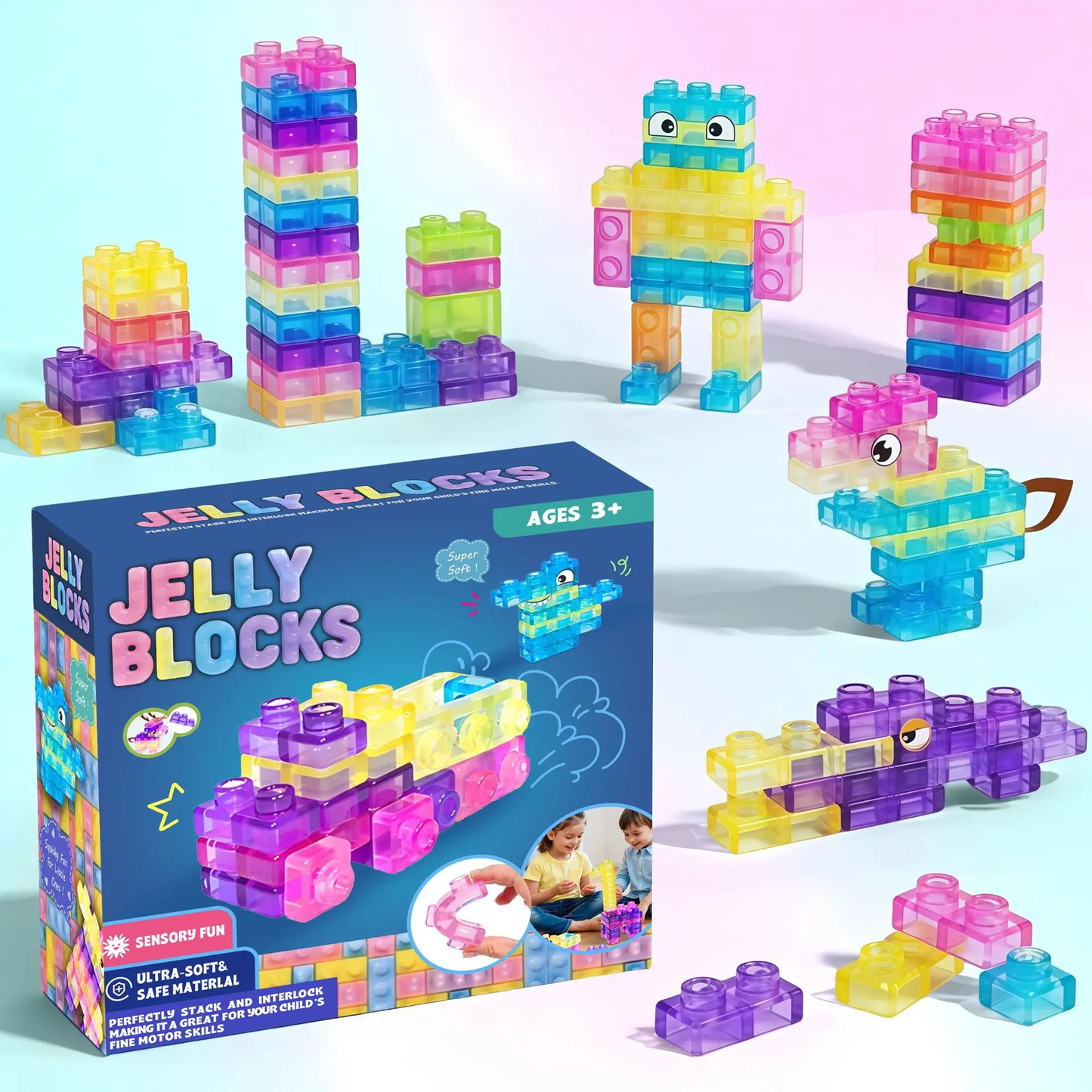 Magic Gummy Bloc sensory stack bricks STEM toy for kids